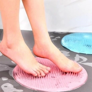 Silikon Fırçalı Banyo Masaj Matı ve  Ayaklar için Topuk Masaj Paspası -1 Adet Stokta Olan Renk Gönderilir