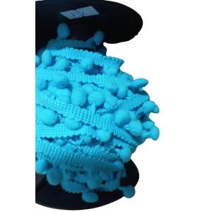 Sıralı Ponpon 1 Metre Bebe Mavisi