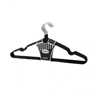 SİYAH 10PCS SİLİKON KAPLAMALI METAL ELBİSE ASKISI (5047)