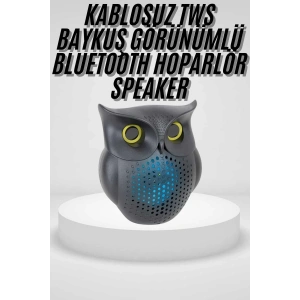 Siyah Bluetooth Hoporlör Baykuş Speaker Bluetooth 5.0 Bağlantılı