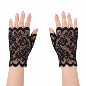 Siyah Dantel Parmaksız Kısa Eldiven