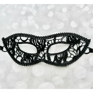 Siyah Renk Kedi Model Dantel İşleme Parti Maskesi 12 No