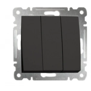 Siyah Üçlü Anahtar Parlak Çerçevesiz - Priz ve Anahtar İçin Uyumlu Çerçeve