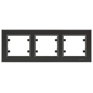 Siyah Üçlü Yatay Çerçeve - Priz ve Anahtar İçin Uyumlu Çerçeve
