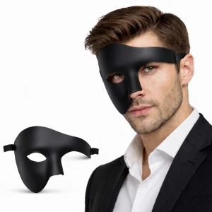 Siyah Yarım Erkek Maske – Phantom Parti &amp;amp; Balo Maskesi (5047)