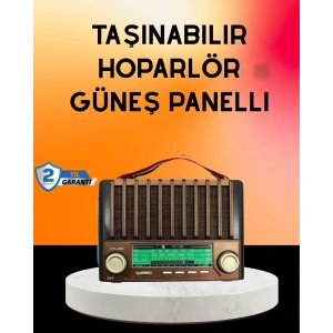 Solar Şarjlı Taşınabilir Radyo Bluetooth Hoparlör USB SD Destekli