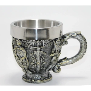 Şövalye Kabartmalı Paslanmaz Çelik Kupa Bardak