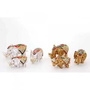 Swarovski Taşlı 3lü Fil Figürü Model 4