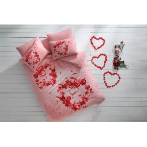 Taç Glow Parlayan Çift Kişilik Nevresim Takımı Roses Pembe