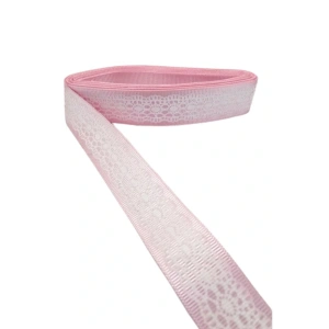 Tafta Dantel Görünümlü Kurdele Pembe 25 mm 5 Metre
