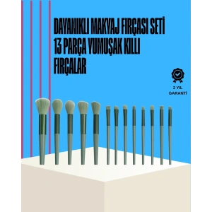 Taşınabilir Ergonomik Yapılı 13 Adet Fiber Kıllı Yüz ve Göz Makyaj Fırçası Seti
