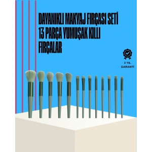 Taşınabilir Ergonomik Yapılı 13 Adet Fiber Kıllı Yüz ve Göz Makyaj Fırçası Seti