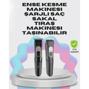 Taşınabilir Şarjlı Saç Sakal Tıraş Makinesi – 3 Taraklı, Sessiz ve Ergonomik