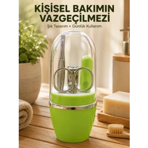 Taşınabilir Yeşil Manikür Seti Kapsüllü Kişisel Bakım Çantası
