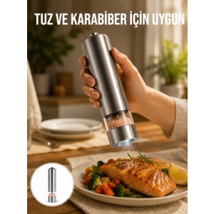 Tek Elle Kullanılan Otomatik Baharat Değirmeni Işıklı Sistem