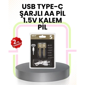 Tekrar Şarj Edilebilir AA USB Type-C Pil | 1000+ Döngü | 1.5V Sabit Voltaj