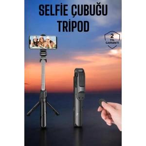Tripod Kablosuz Bluetooth Bağlantılı Selfie Çubuğu 360 Derece Dönebilen