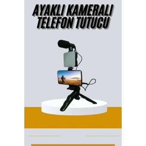 Tripod Telefon Tutucu Kumandalı Mikrofon Led Işık Vlog Video Kayıt