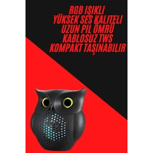 TWS Bluetooth Hoparlör Baykuş Tasarımlı Taşınabilir RGB Işıklı Uzun Pil Ömrü