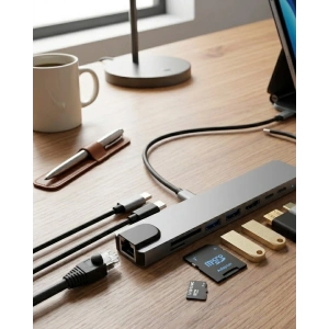 Type C Çoklu Port Hub 8 Port USB HDMI SD Kart Ethernet Adaptör