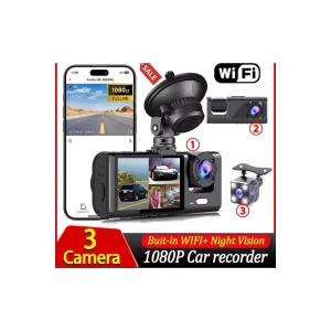 Üç Kameralı Wi‑Fi Araç İçi Kamera – GPS Takip & G-Sensor Özellikli Güvenlik Çözümü