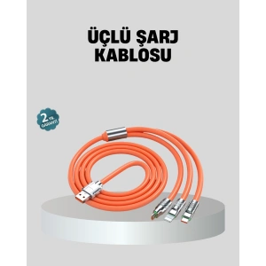 ÜÇLÜ Şarj Kablosu – Yüksek Hızlı, Dayanıklı ve Uzun Ömürlü