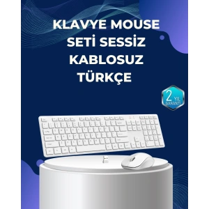 USB Alıcılı Kablosuz Klavye Mouse - Geniş Uyumluluk, Sessiz Tuşlar
