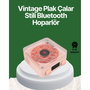 Vintage Tarz Bluetooth Hoparlör – Gece Işığı ve Zaman Göstergeli