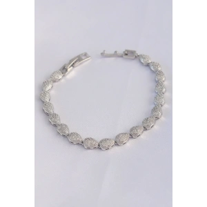 Vip Seri Pirinç Zirkon Taşlı Gümüş Renk Damla Model Bileklik