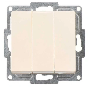 Visage Krem Üçlü Anahtar Çerçevesiz - Priz ve Anahtar İçin Uyumlu Çerçeve