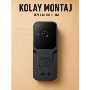Wi-Fi Akıllı Görüntülü Kapı Zili | HD Kamera, Gece Görüşü ve Telefon Bildirimli