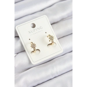 Xuping Zirkon Taşlı Çiçek Model Gold Renk Kadın Küpe