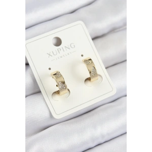 Xuping Zirkon Taşlı Desenli Halka Model Gold Renk Kadın Küpe