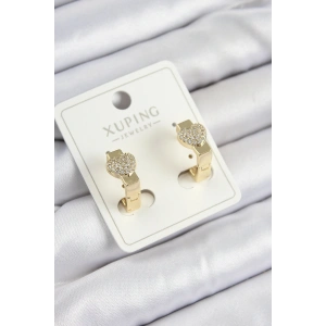 Xuping Zirkon Taşlı Kalp Model Gold Renk Kadın Küpe