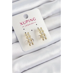 Xuping Zirkon Taşlı Sıralı Damla Model Gold Renk Kadın Küpe
