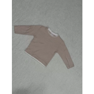 Yaka ve bel biyeli sweatshirt pudra