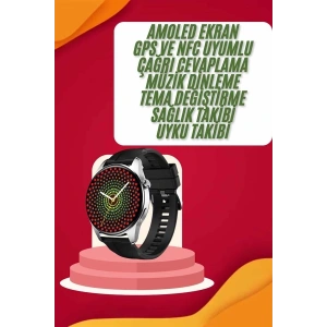 Yeni Nesil Akıllı Saat Çift Kordonlu 1.5 Inç Yuvarlak Ekran GPS ve NFC Uyumlu
