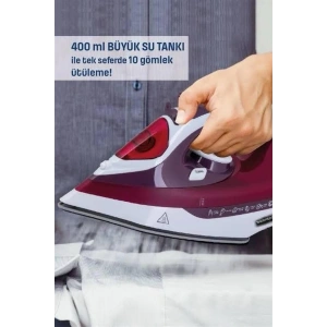 Yeni Nesil Kırmızı Buharlı Ütü 2200 Watt Seramik Tabanlı Yüksek Buhar Gücü