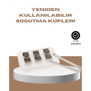 Yeniden Kullanılabilir 304 Çelik Metal Buz Küpleri 4lü Set