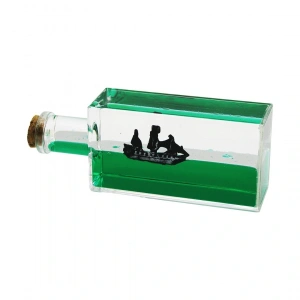 YEŞİL SU  DİKDÖRTGEN MİKA - ŞİŞE  YÜZEN BATMAYAN GEMİ DEKORATİF BİBLO AKVARYUM 6.5X16.5X4.3CM (5047)