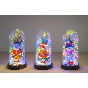 Yılbaşı Temalı Işıklı Dekoratif Cam Fanus - Model 8