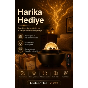 Yıldız Efektli Projektör Gece Lambası Müzik Destekli Ambiyans Ve Parti Işığı