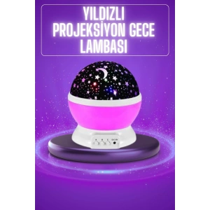 Yıldız Görünümlü Gece Lambası Renkli Masa Lambası Gökyüzü Projeksiyon