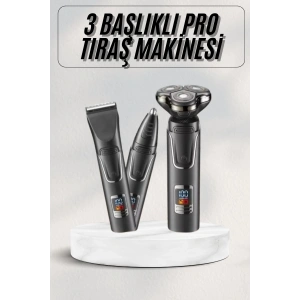 Yüksek Performanslı 3 Başlıklı Profesyonel Şarjlı Islak ve Kuru Kullanıma Uygun