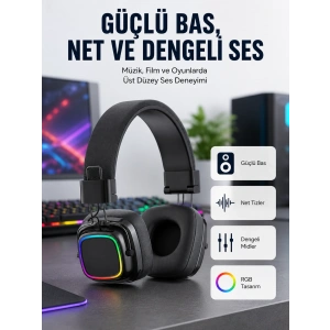 Yüksek Ses Kaliteli Kablosuz Kulak Üstü Kulaklık – BT 5.3