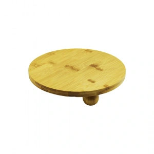 YUVARLAK 24.5CM 3 MİNİ TOP AYAKLI AHŞAP BAMBU SUNUM TEPSİSİ - MİNİ SOFRA (5047)