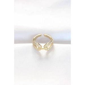 Zirkon Taşlı Gold Renk Ayarlanabilir Yüzük