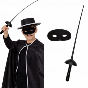 Zorro Kostüm Plastik Aksesuar Seti – Maske ve Kılıç (67 cm) (5047)