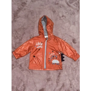 1-5 yaş erkek çocuk kapşonlu baskılı astarlı mont turuncu