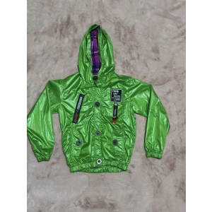 2-8 yaş arası erkek çocuk kapşonlu astarlı mont yağmurluk bennetton yeşil